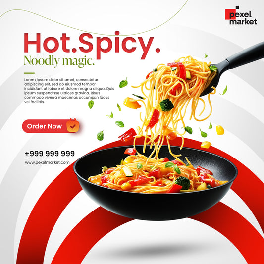 Hot & Spicy Noodles – Food Instagram Post Template (PSD)