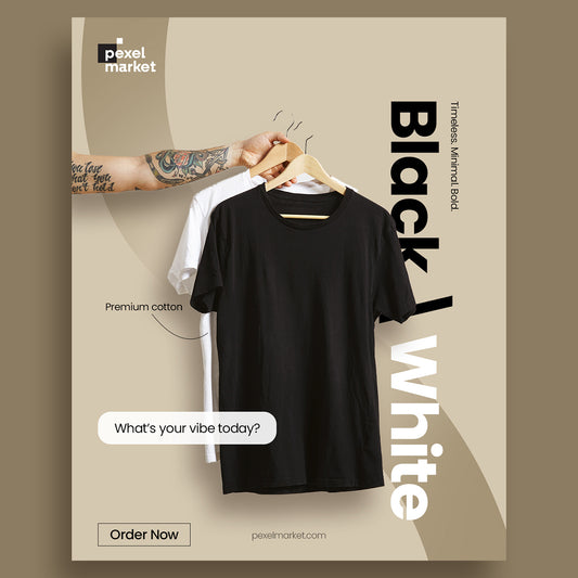 Minimalist Black & White T-Shirt Instagram Post Template